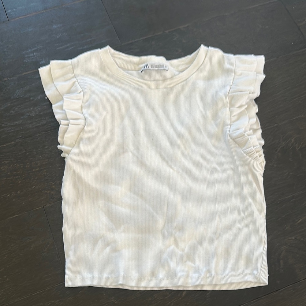 ZARA Ruffled Cap Sleeve Top